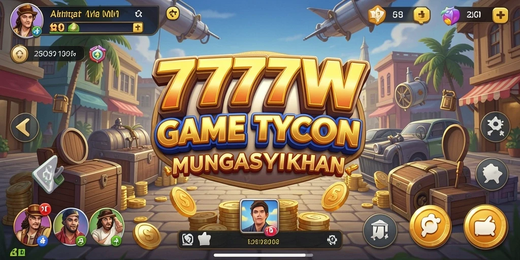 Tampilan gameplay menarik dari 7777W dengan elemen Tycoon.