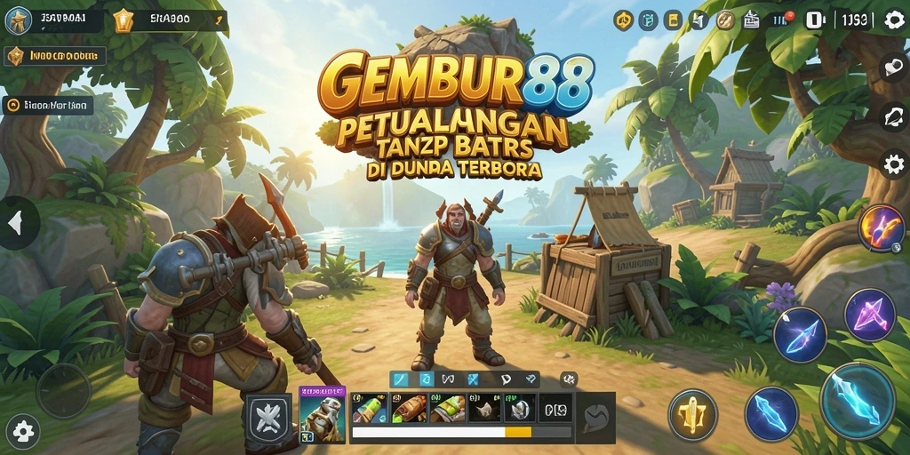 Screenshot yang menampilkan dunia terbuka yang menakjubkan di GEMBUR88.
