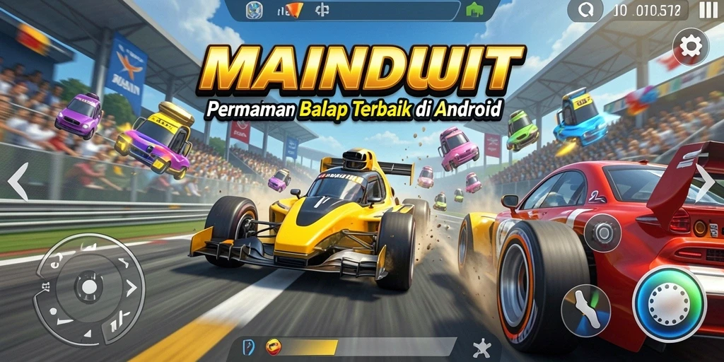 Screenshot game MAINDUIT menampilkan adu kecepatan seru di lintasan balap.