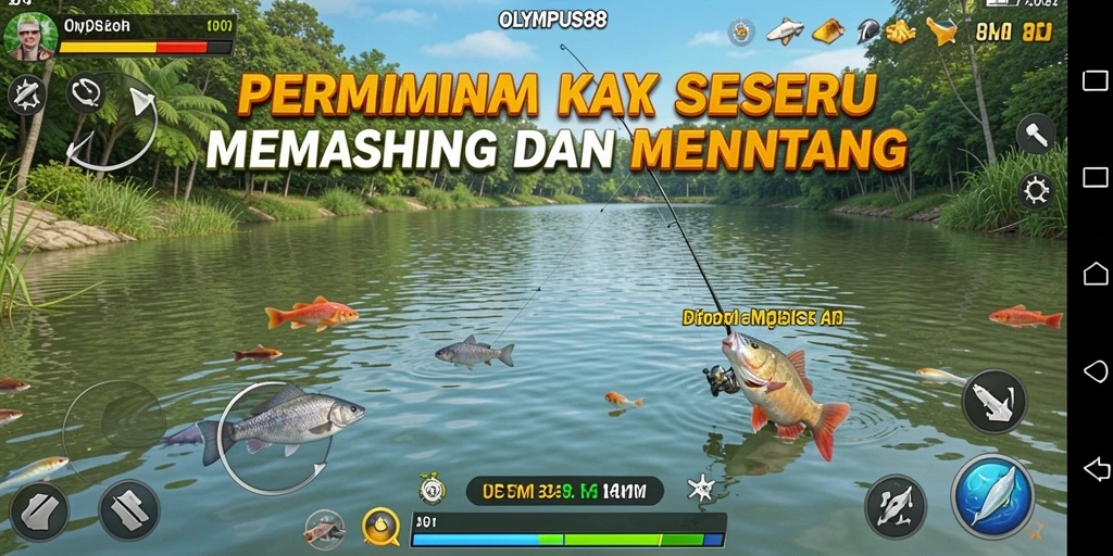 Tampilan layar OLYMPUS88 yang menampilkan aksi memancing yang seru.