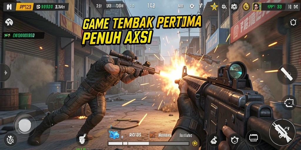 Tangkapan layar PP123 menampilkan aksi tembak-menembak intens.