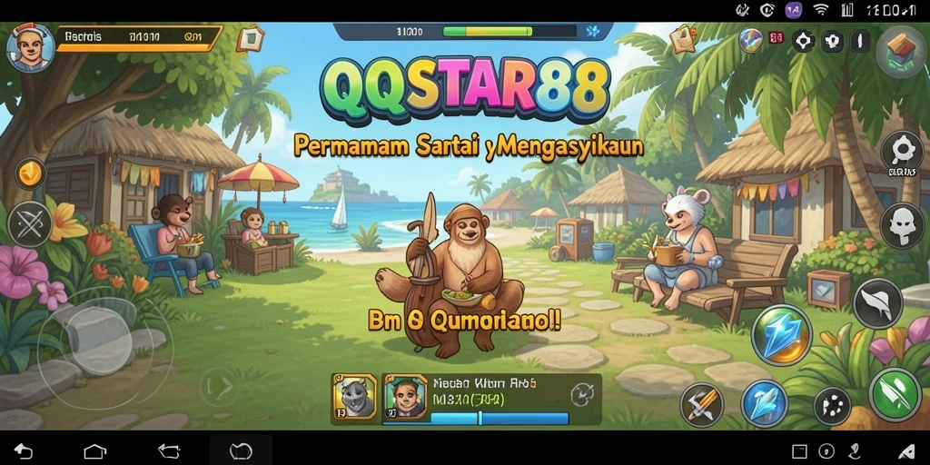 Tampilan gameplay QQSTAR88 dengan karakter lucu dan tantangan seru.