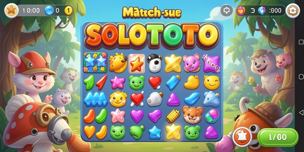 Tampilan gameplay seru dari SOLOTOTO yang penuh warna.