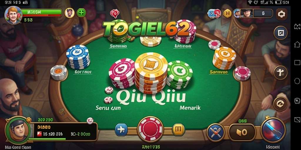 Screenshot gameplay TOGEL62 menampilkan suasana permainan QiuQiu yang seru.
