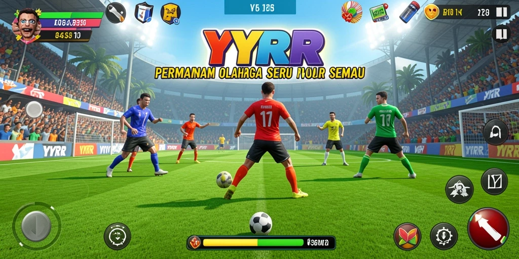 Gameplay YYRR yang dinamis dan mendebarkan dalam olahraga.